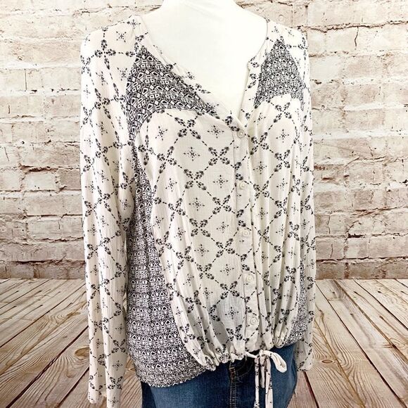 Lucky Brand boho tie front blouse - Picture 1 of 5